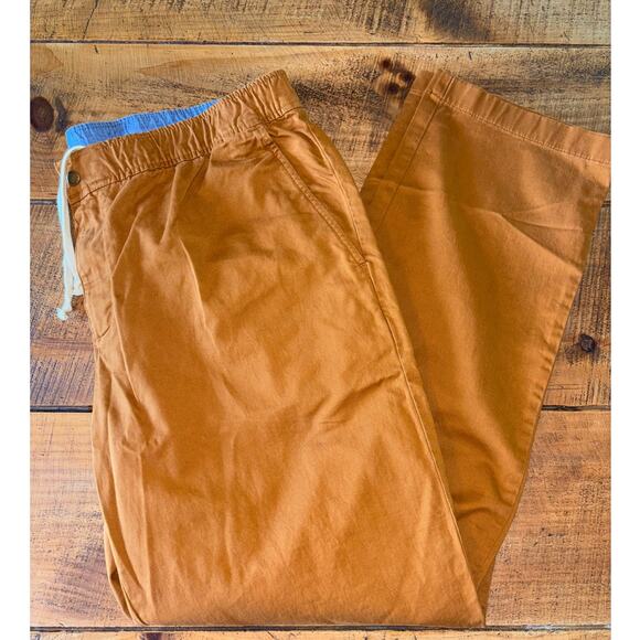 LL Bean Camel Brown Khaki Elastic Waistband Tie Front Standard Fit Pant XL 32 - Picture 1 of 7